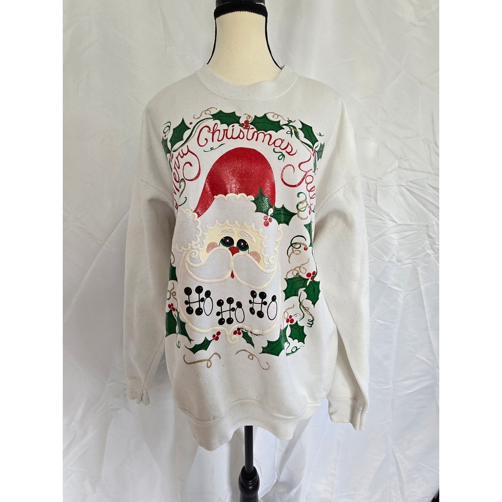Lee Women XL Christmas Santa‎ Claus Ugly Sweater Sweatshirt